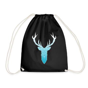 Deer head in triangle design (light blue) - Drawstring Bag - black - Front