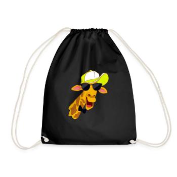 Hipster giraffe with glasses shirt - Drawstring Bag - black - Front