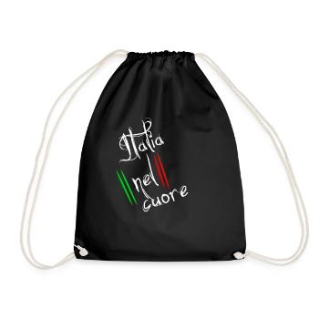 Italien im Herzen Italia nel cuore amore Geschenk - Turnbeutel - Schwarz - Vorne