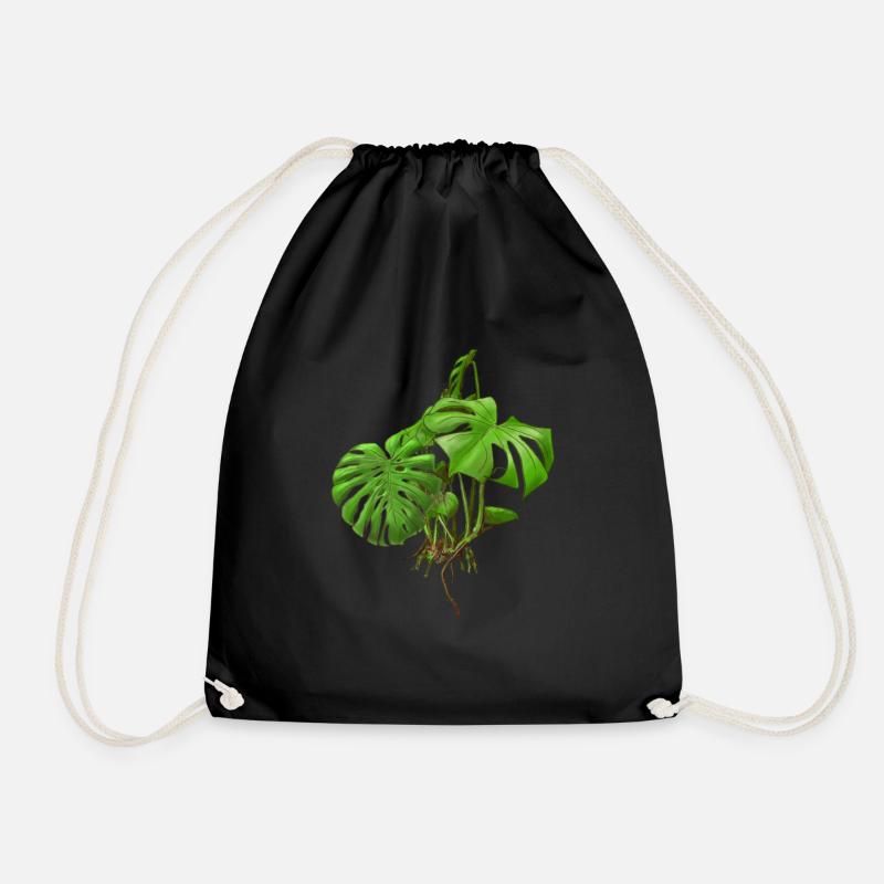 Monstera - Fensterblatt - Turnbeutel - Schwarz