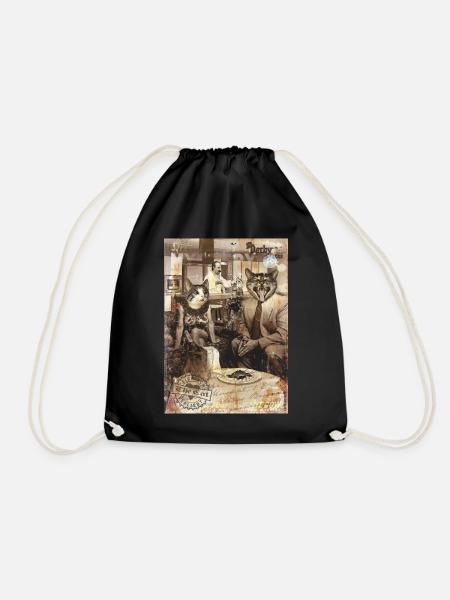 cats/cats - Drawstring Bag - black