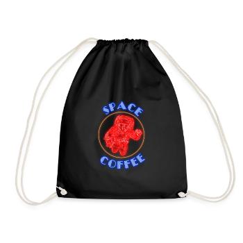 Space Coffee Motiv Geschenkidee Astronaut Gaming - Turnbeutel - Schwarz - Vorne