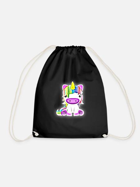Luminous unicorn unicorn gift idea kids - Drawstring Bag - black