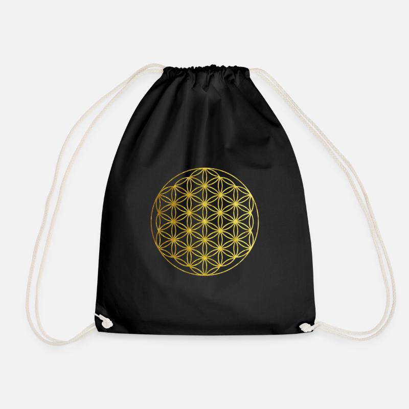 Blume des Lebens Gold Yoga Geschenkidee - Turnbeutel - Schwarz