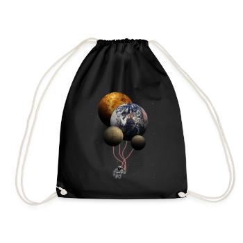 Space Balloons Astronaut Planeten Ballons Geschenk - Turnbeutel - Schwarz - Vorne