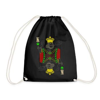 Cannabis reggae king playing card - Drawstring Bag - black - Front