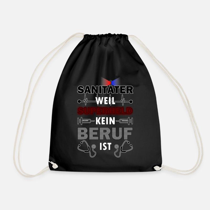 Superheld Beruf Sanitäter Geschenk - Turnbeutel - Schwarz