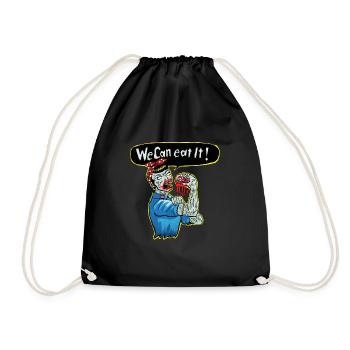 we can eat it - Drawstring Bag - black - Front