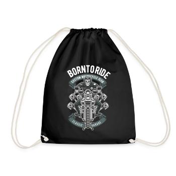 Born To Ride Skull Biker Motorcyclist Skull - Drawstring Bag - black - Front