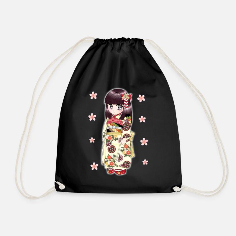 Japanisches süßes Kimono-Mädchen - Turnbeutel - Schwarz