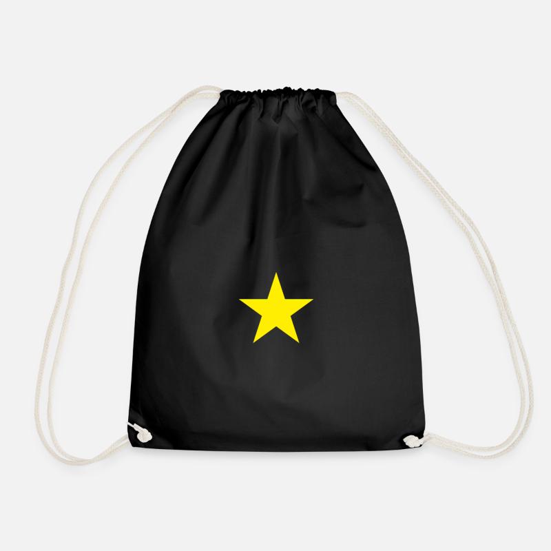 Yellow Star - Drawstring Bag - black