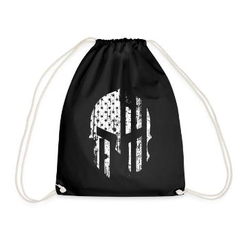 USA America Spartan Spartan Helmet - white - Drawstring Bag - black - Front