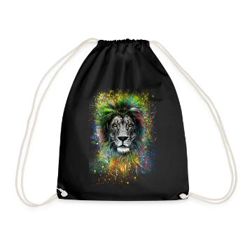 Lion lion yellow eyes t shirt - Drawstring Bag - black - Front