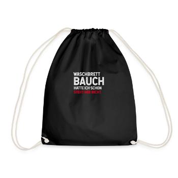 Waschbrettbauch Muskeln Sport körper lustig witz - Turnbeutel - Schwarz - Vorne