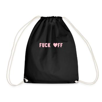 fuck off sayings humor gift insult - Drawstring Bag - black - Front