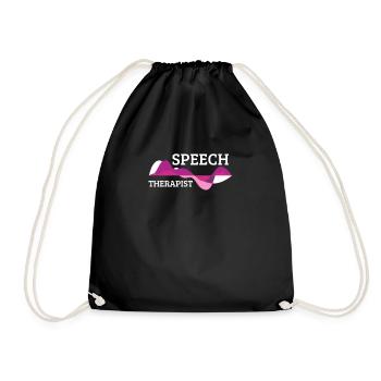 Speech therapist listening language therapy medicine gift - Drawstring Bag - black - Front