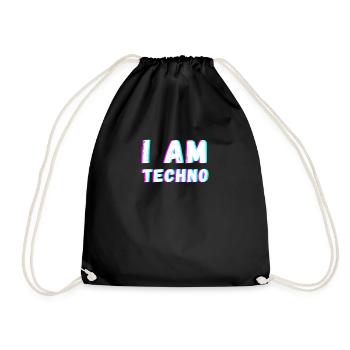 Techno rave trance bass house music gift - Drawstring Bag - black - Front