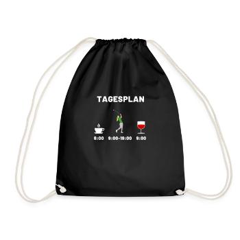 Golfer golfen Kaffee Wein tagesplan geschenk frau - Turnbeutel - Schwarz - Vorne