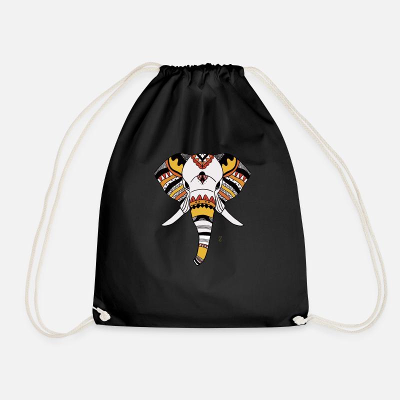 Ethnic elephant color Africa - Drawstring Bag - black