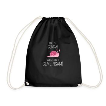 Schnecke Schneckentempo langsam joggen geschenk - Turnbeutel - Schwarz - Vorne