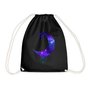 Crescent with galaxy - Drawstring Bag - black - Front