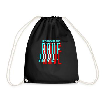 Rave Techno Raver music festival bass club party - Drawstring Bag - black - Front