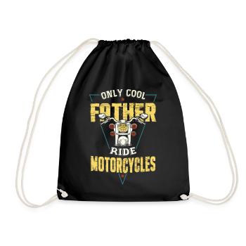 Only Cool Father Ride Motorcycles Father's Day Biker - Drawstring Bag - black - Front