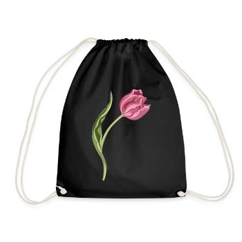 Elegant Pink Tulip Illustration - Drawstring Bag - black - Front