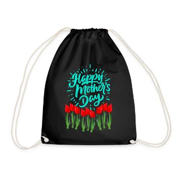 Leuchtende Muttertags-Tulpen - Turnbeutel - Schwarz - Vorne