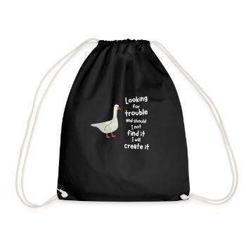 Goose Gaming Nature Bird Meme gift online - Drawstring Bag - black - Front
