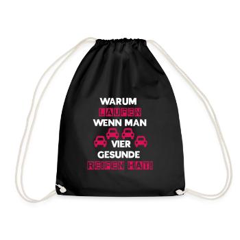 Reifen weiß rot - Turnbeutel - Schwarz - Vorne