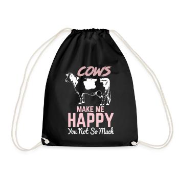 Cows Make Me Happy You Not So Much Farmer Farmer - Drawstring Bag - black - Front