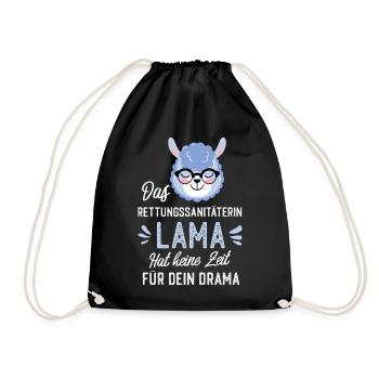 Rettungssanitäterin Lama Spruch Lustiges Geschenk - Turnbeutel - Schwarz - Vorne