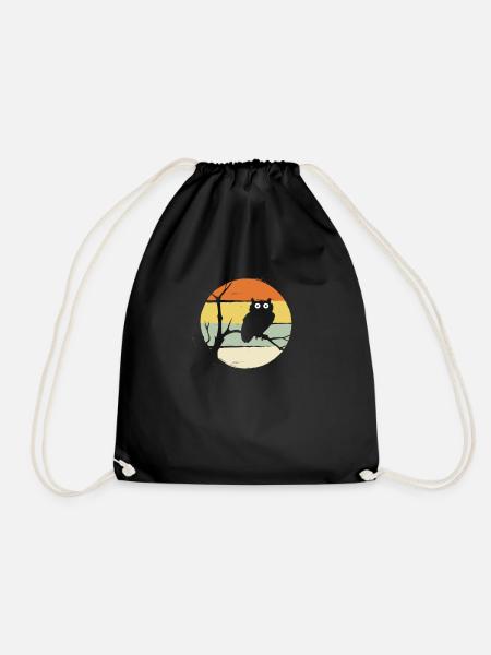 Eule nacht retro kauz witzig tier wald geschenk - Turnbeutel - Schwarz
