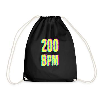 techno rave bpm dj festival electro hardstyle - Turnbeutel - Schwarz - Vorne