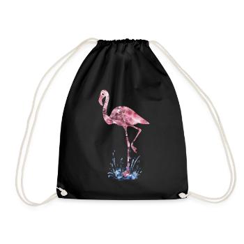 flamingo pink crystals Press - Drawstring Bag - black - Front