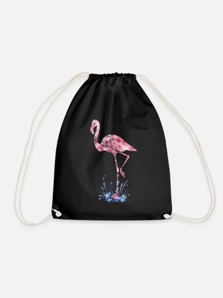 flamingo pink crystals Press - Drawstring Bag - black