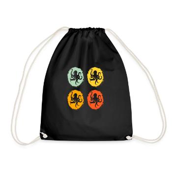 octopus octopus sea marine life animal octopus - Drawstring Bag - black - Front