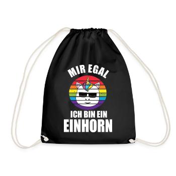 Einhörner - Einhorn Spruch - Turnbeutel - Schwarz - Vorne
