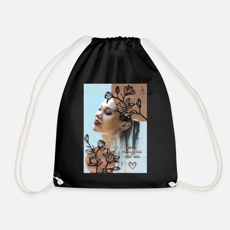 Make Music Not War - Drawstring Bag - black