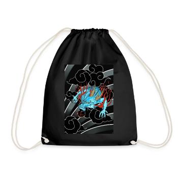Dragon japonais aux nuages noirs - Sac de sport léger - noir - Devant