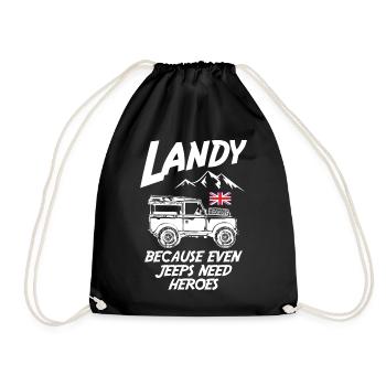 Landy Because Even Jeeps Need Heroes - Turnbeutel - Schwarz - Vorne