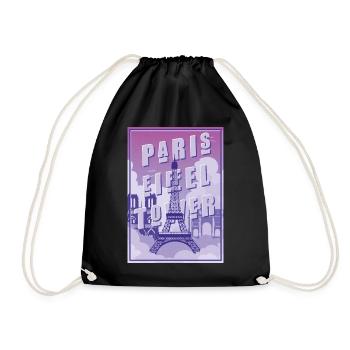 Paris Eiffelturm Andenken Frankreich Souvenir - Turnbeutel - Schwarz - Vorne