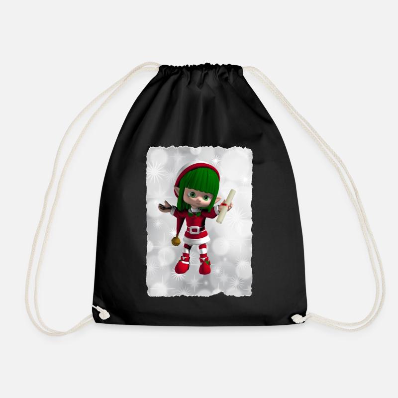 Green Elf - Drawstring Bag - black