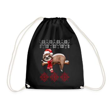 Ugly Christmas Sloth - Drawstring Bag - black - Front