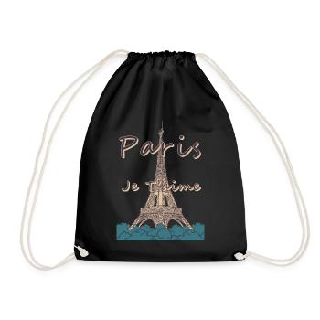 Eiffel Tower Bonjour Paris Love Bike Love from F - Drawstring Bag - black - Front