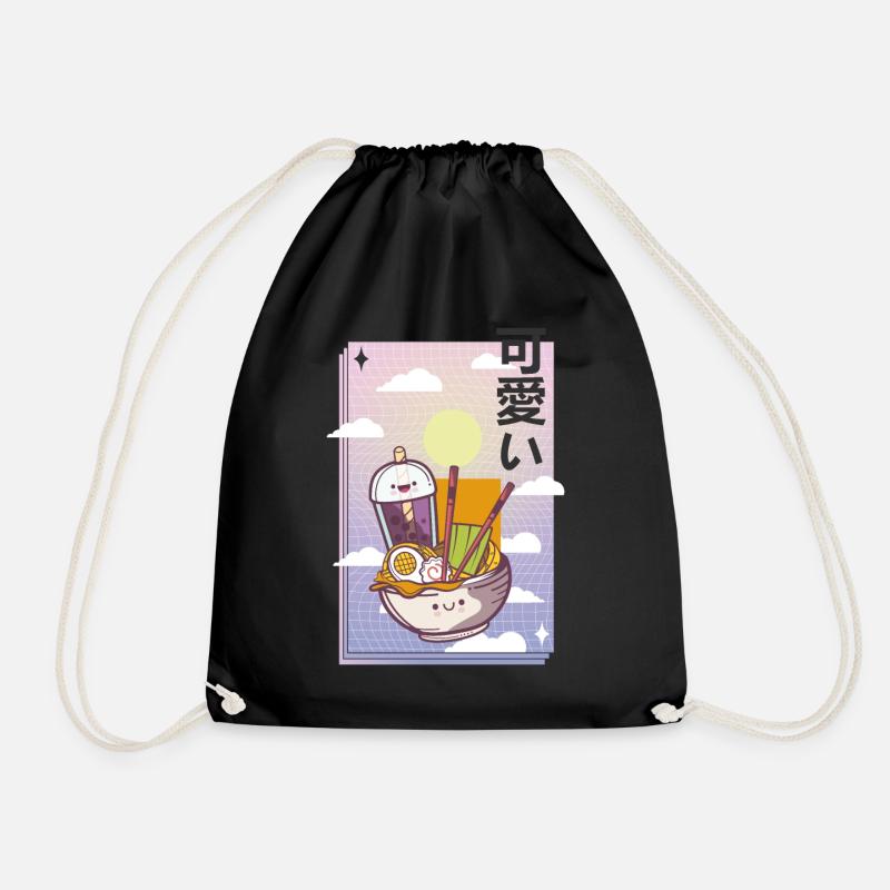Vaporwave Aesthetic Miso Ramen Bubble Tea Vintage - Turnbeutel - Schwarz