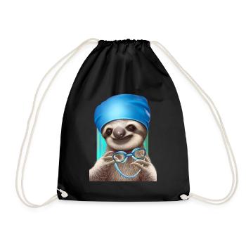 SLOTH AND GOGGLES - Drawstring Bag - black - Front