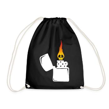 Flammenschädel und weißes Feuerzeug - Turnbeutel - Schwarz - Vorne