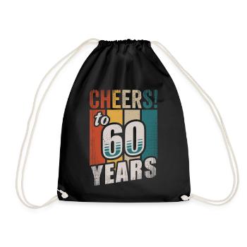 Cheers To 60 Years Vintage 60th Birthday - Drawstring Bag - black - Front